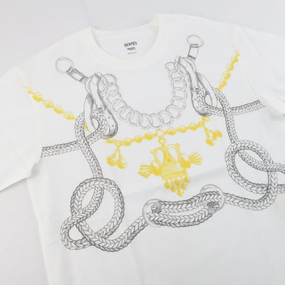 Hermes T-shirt Short Sleeve White Notation Size 36 5h4639dx Cotton