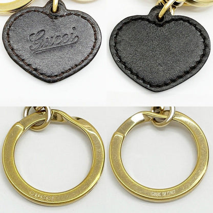 Gucci Key Holder Heart-Shaped Leather Gold X Brown