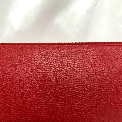 Gucci Clutch Bag Red Bamboo 449653 Excellent Condition Pouch Leather
