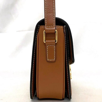Celine Shoulder Bag F21151 White Brown Triomphe