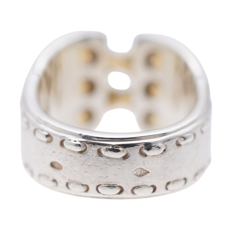 Hermes Mexico Double Silver 925/18k Yellow Gold Ring #51 Ring Yellow Gold