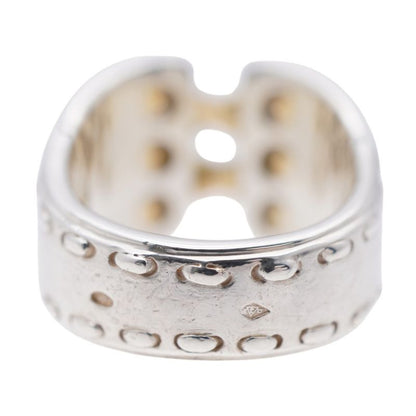 Hermes Mexico Double Silver 925/18k Yellow Gold Ring #51 Ring Yellow Gold