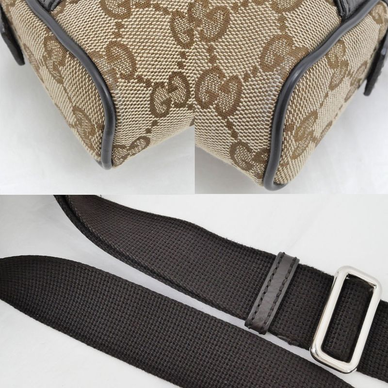 Gucci Waist Bag Body Bag Beige Brown Silver Hardware GG Canvas 449174