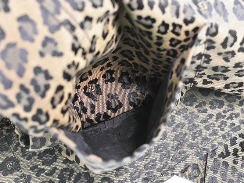 Authentic Fendi Leopard Print Half Coat Jacket 38 Polyester Cotton Khaki Black