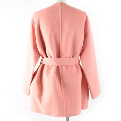 Hermes 22AW 2h0122db 100% Cashmere Double Face Coat With Belt Collarless Coat