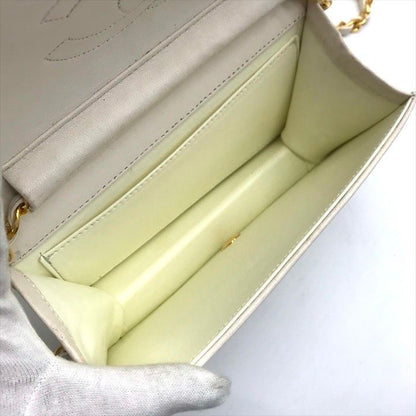 Chanel CC Logo Mini Quilted Lambskin Push Lock Chain Shoulder Bag White