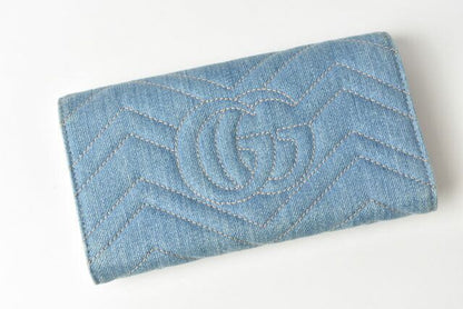 Gucci Wallet Gucci Long Continental Wallet GG Marmont GG Marmont Denim Chevron