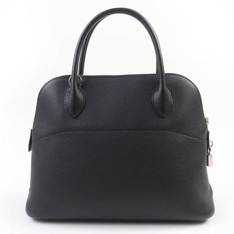Hermes Bolide 31 Taurillon Clemence Silver Hardware Handbag Black Engraved Y