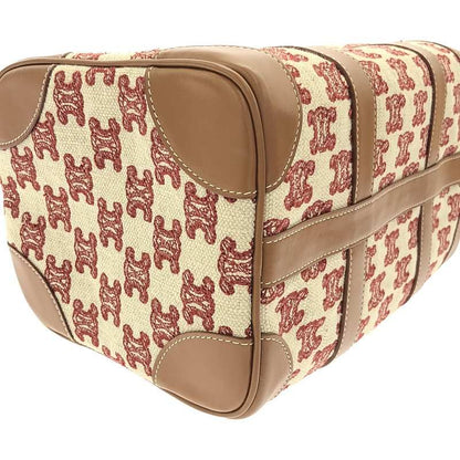 Celine - Triomphe Calf Leather Canvas Small 2way Shoulder Boston Bag - Brown