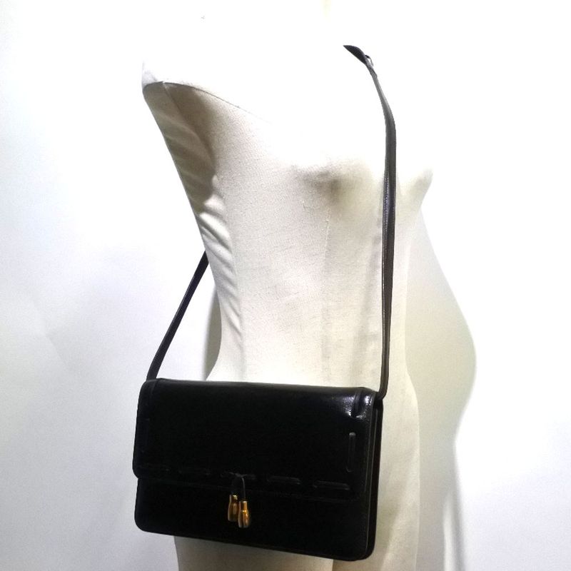 Hermes 2WAY Clutch Tassel Calf Black 0O Ladies Shoulder Bag