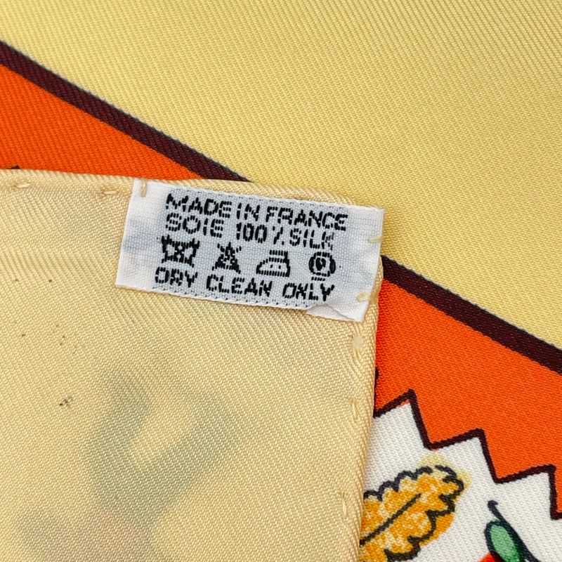 Hermes Carre 90 RE TOUR A LA Terre Back Home 100% Silk Scarf Yellow