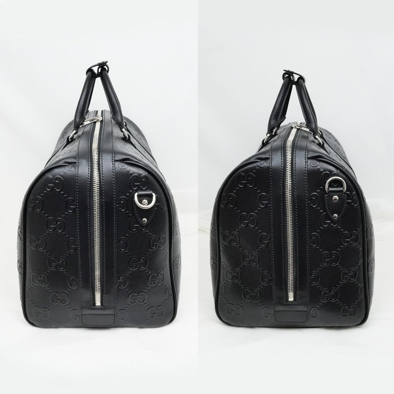 Gucci GG Embossed Boston Bag Black 725282 520981 Leather 2way Shoulder