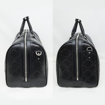 Gucci GG Embossed Boston Bag Black 725282 520981 Leather 2way Shoulder