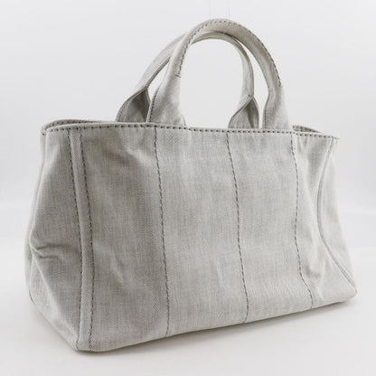 Prada Canapa Triangle Logo Plate 1bg439 Denim Light Gray Women's Handbag