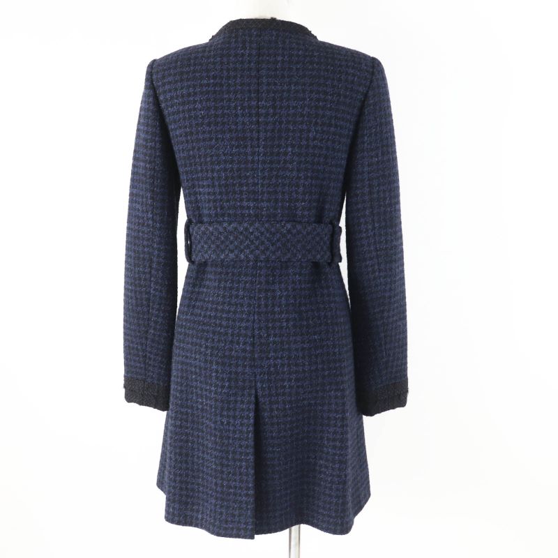 CHANEL P57229 Worn By Shin Hye Park BIG Coco Bag Belted Long Coat Black Navy