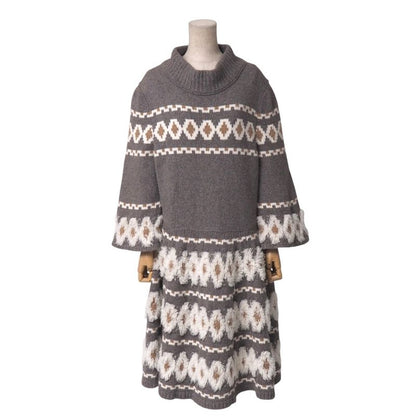 Chanel Dress Size 44 P62 Seventh Sleeve Flared Sleeves Knit Dress Gripore