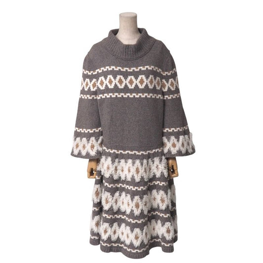 Chanel Dress Size 44 P62 Seventh Sleeve Flared Sleeves Knit Dress Gripore