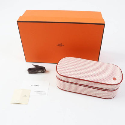 Hermes Escal Cognac Silver Hardware Cosmetic Pouch With Box Made In France