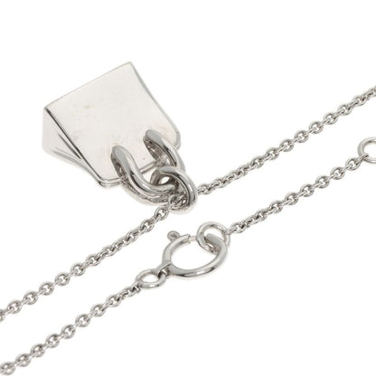 Hermes Birkin Diamond Amulet Necklace 18K White Gold Ladies
