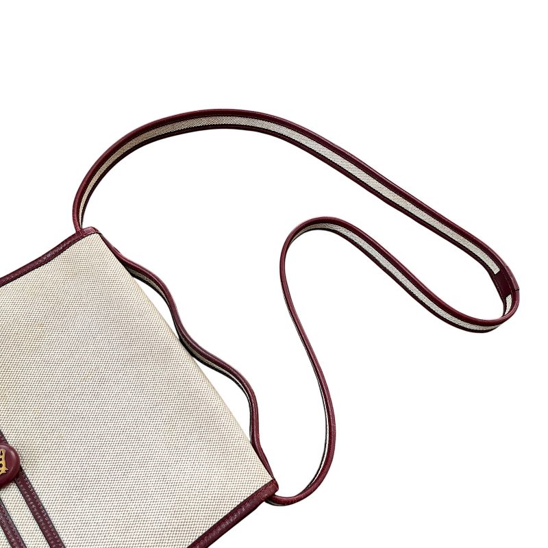 Hermes Shoulder Bag Toile Ashe Canvas Leather Beige