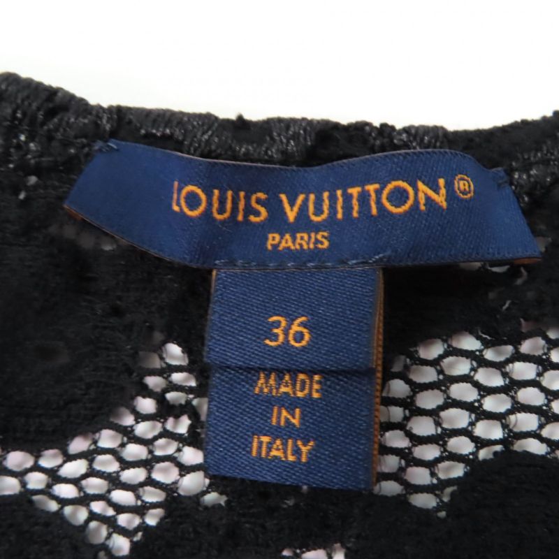 Louis Vuitton 23SS 1abdg9 Floral Lace Short Sleeve Cut And Sewn Black 36 Made