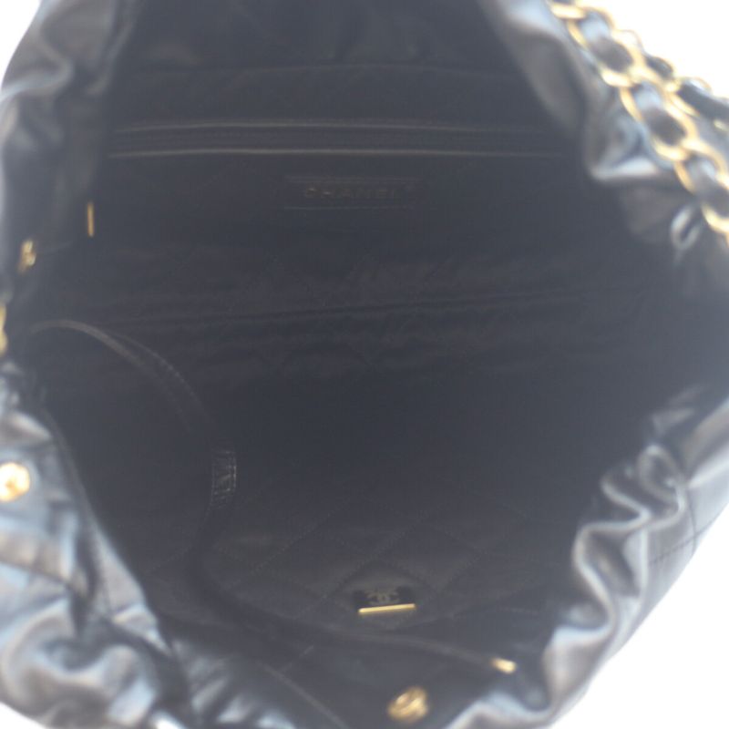 Chanel Black Ghardware Shiny Calf Chanel 22 Small Shoulder Bag Handbag Chain