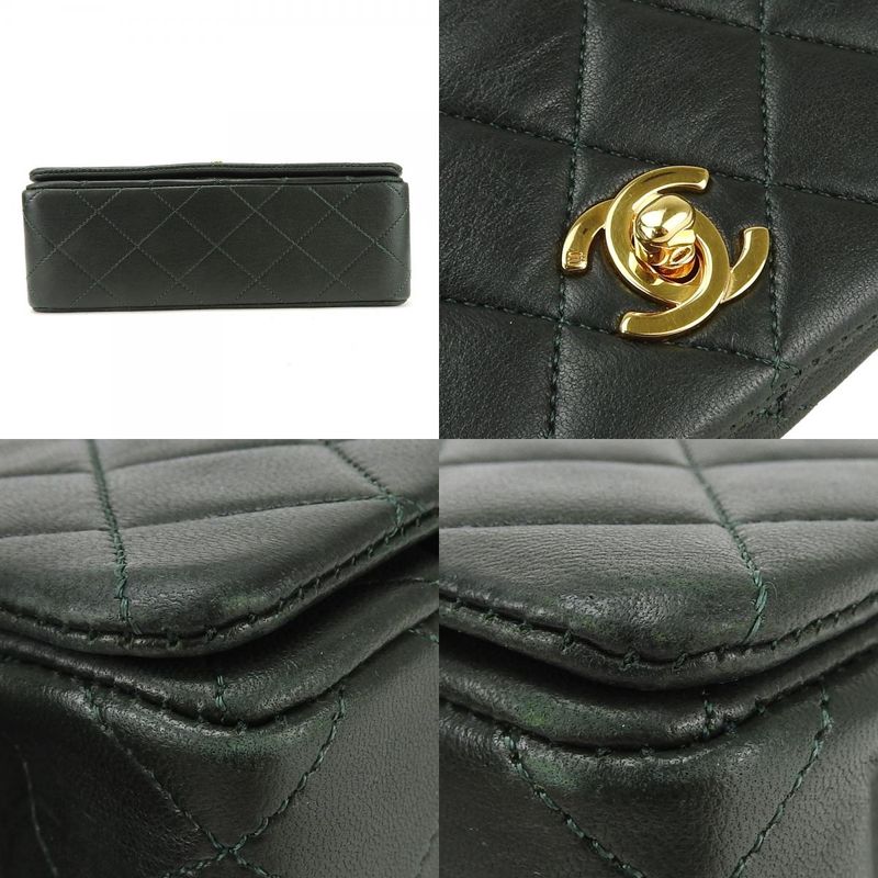 Chanel Shoulder Bag Mini Matelasse Lambskin Olive Green Gold Hardware 1st