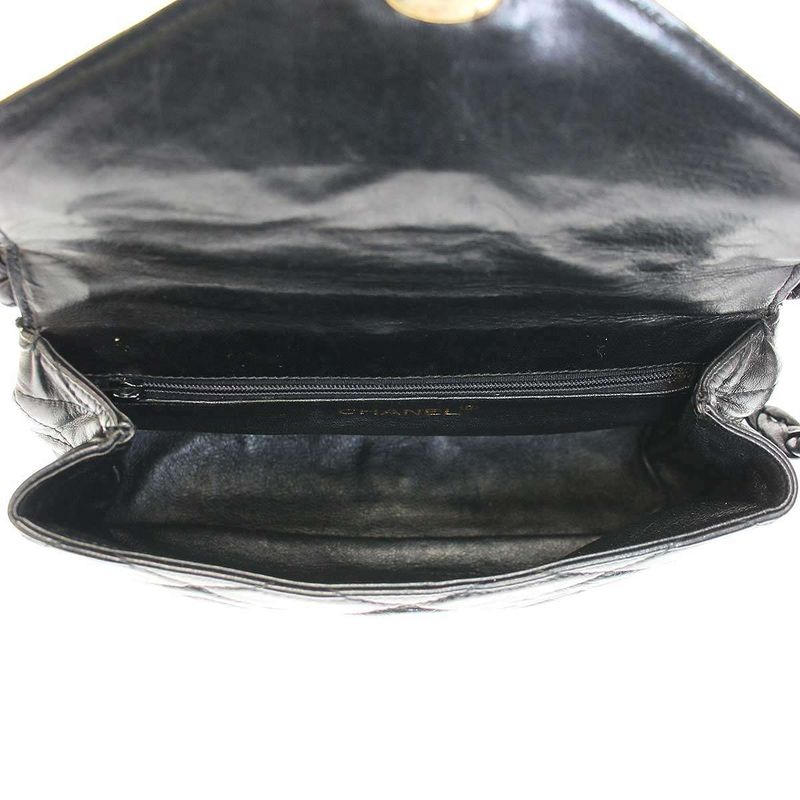 Chanel Old Vintage Matelasse Leather Shoulder Bag Black