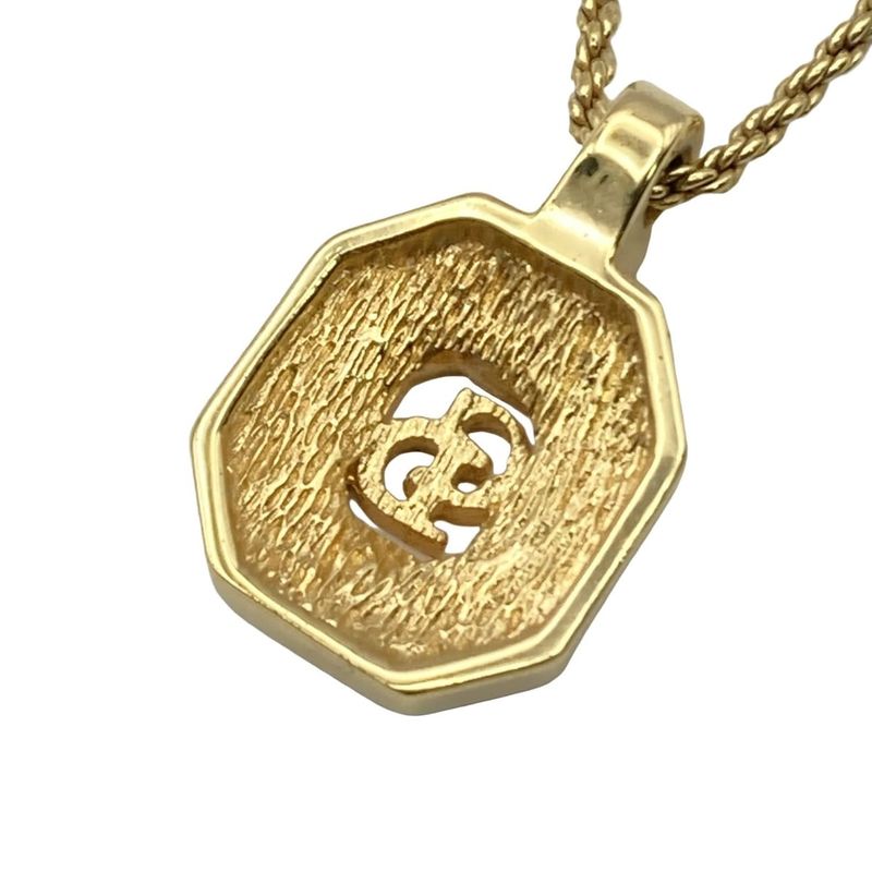 Dior/christian Dior Necklace - Gold Clear And Black CD Motif / Vintage