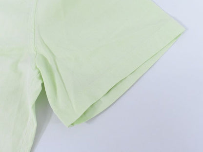 Authentic Hermes Cotton Shirt Short Sleeve Tops Lime Green Men's Clothing