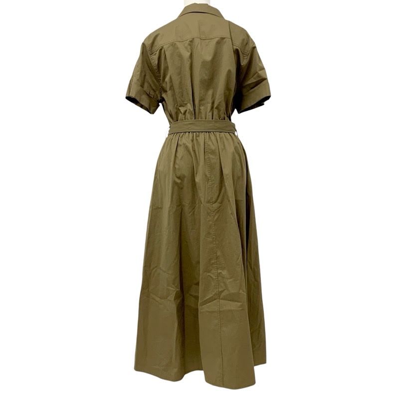 Celine Dress Cotton Khaki Gold Safari Logo Short Sleeve