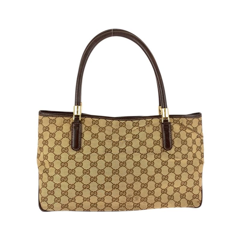 Gucci Sherry Line Beige Ivory Brown GG Canvas 161717 Tote Bag Shoulder Bag