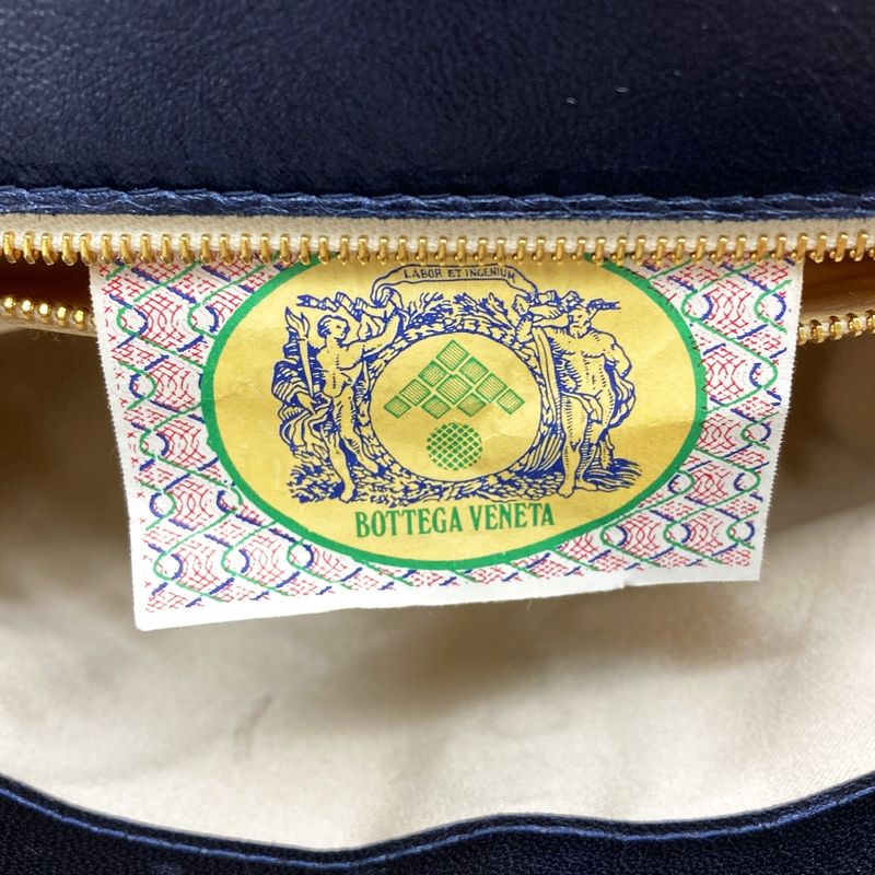 Bottega Veneta Intrecciato Handbag Leather Navy Gold Hardware Women