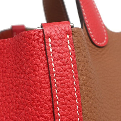 Hermes Handbag Picotin Lock PM Cazac Taurillon Clemence Rouge Coup and Gold