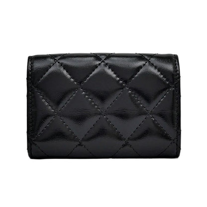 Chanel Small Flap Wallet Black Gold Hardware Shiny Cuffskin