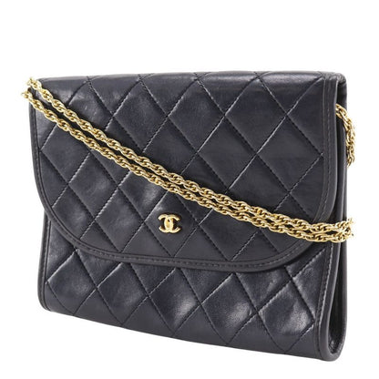 Chanel Matelasse Mini/agneau Tanne Chain Pochette Vintage C00060 Lambskin Black