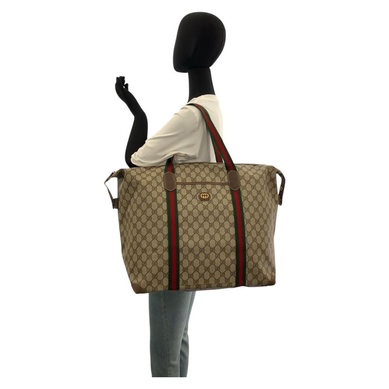 Gucci Vintage Sherry Line GG Supreme Canvas Boston Bag Shoulder Bag Ladies
