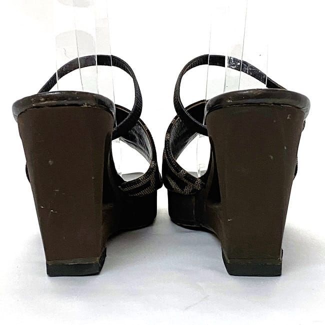 Fendi Sandals Khaki Brown Zucca Heels 22.5cm (8.86in)