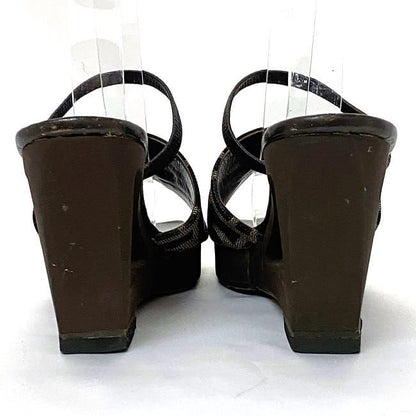 Fendi Sandals Khaki Brown Zucca Heels 22.5cm (8.86in)