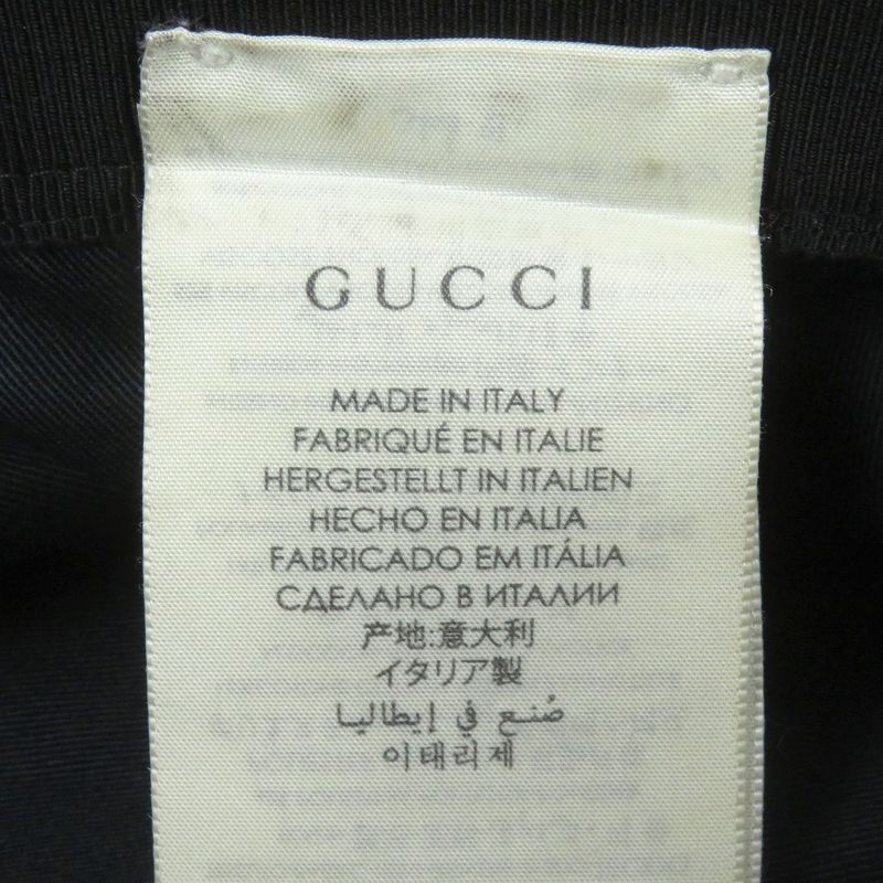 Gucci 576587 GG Canvas GG Marmont Logo Gold Hardware Bucket Hat Black L/59cm