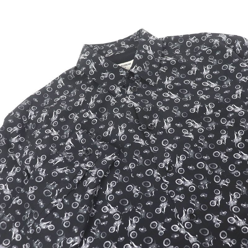 Saint Laurent Paris 2019 515299 100% Silk Motorcycle Total Long Sleeve Long