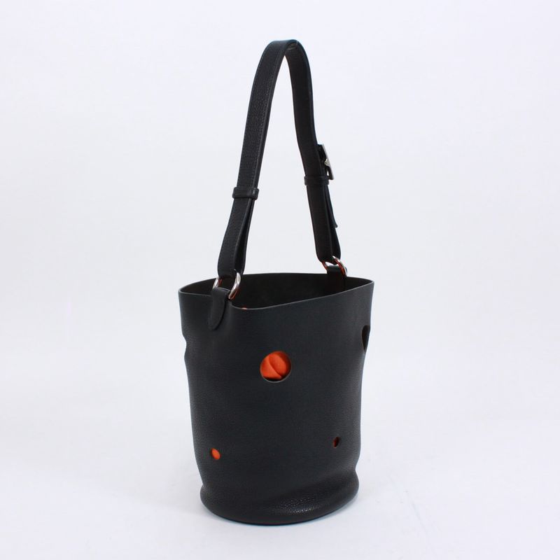 Hermes Mangeoire PM Taurillon Leather Black Handbag Silver