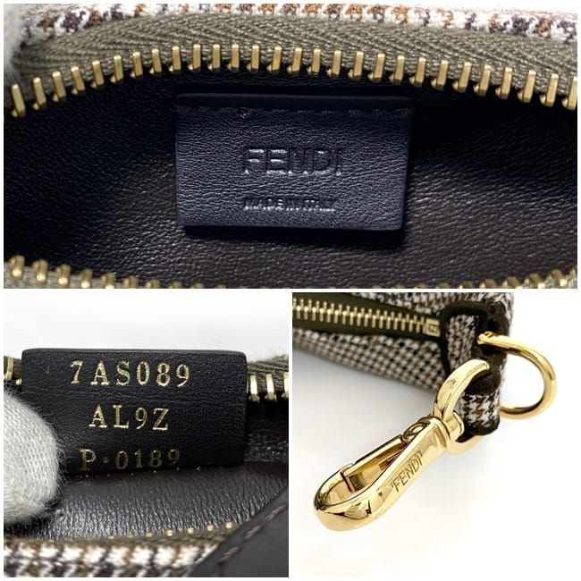 Fendi Handbag Nano Graffi Brown Staggered Pattern