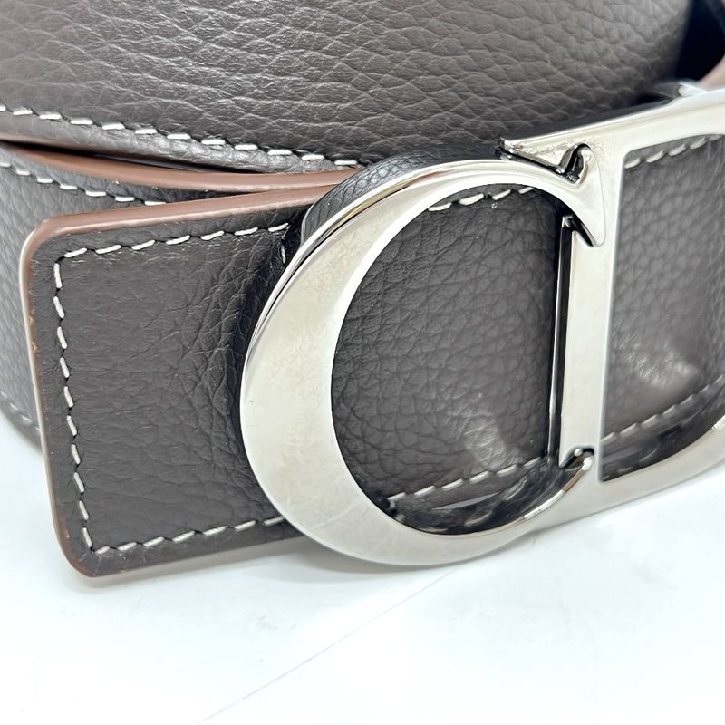 DIOR Belt CD Logo Buckle Leather Brown