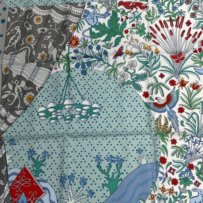 Hermes Carre 90 Le Premier Chant Song Of Beginnings Scarf Multicolor With Box