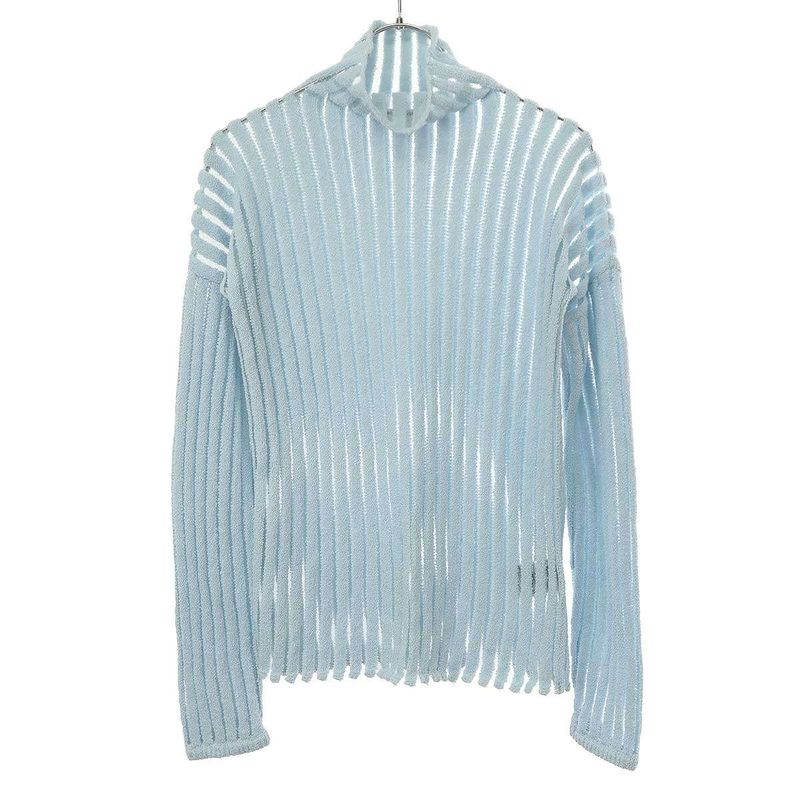 Bottega Veneta 23aw High-Neck Knit Sweater 751931 V33h0 Blue XS