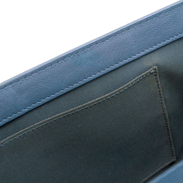 Chanel Shoulder Bag Boy Chanel Calf Metallic Blue Silver Hardware Blue Shoulder