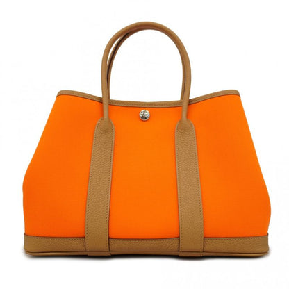 Hermes Tote Garden Party TPM Toile Officier Negonda Orange Biscuit Silver