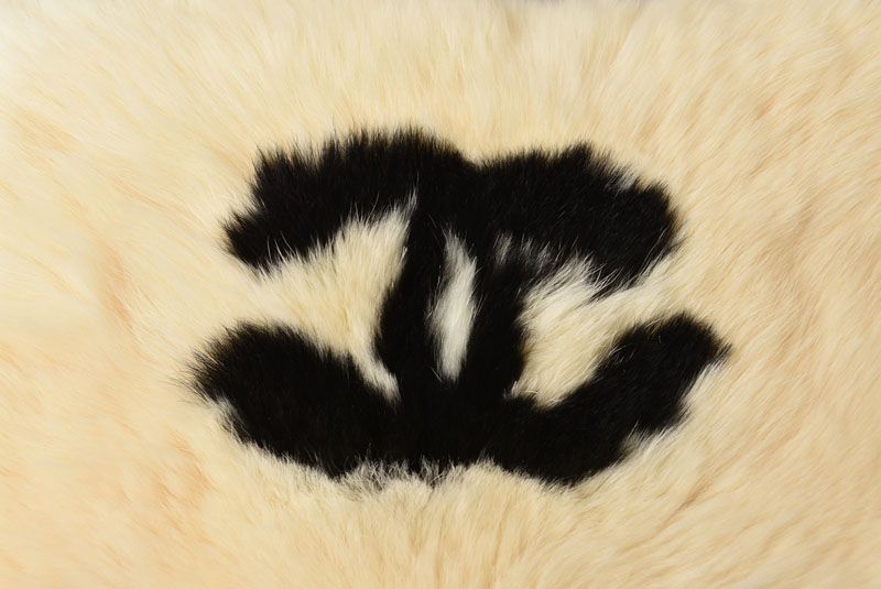 Chanel Bangle Lapin Rabbit Fur Chanel Coco Mark Fur Cufflinks Bracelet Wristband