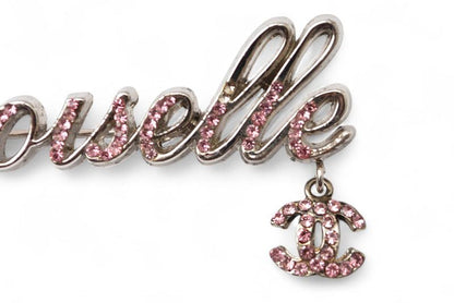Chanel Brooch Chanel Pin Brooch Mademoiselle Logo Rhinestone Coco Silver Rose 02